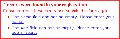 Error message sample